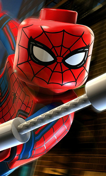 Lego Spider-Man, Wall-crawling hero, Building block web-slinger, Animated excitement HD phone wallpaper