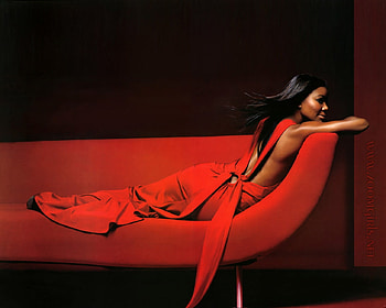 gabrielle_union_red_dress, black, model, sofa, people, dress, lady, red, women, sensual, female HD wallpaper