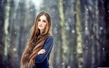 Beautiful Girl, girl, long hair, snow, beauty HD wallpaper