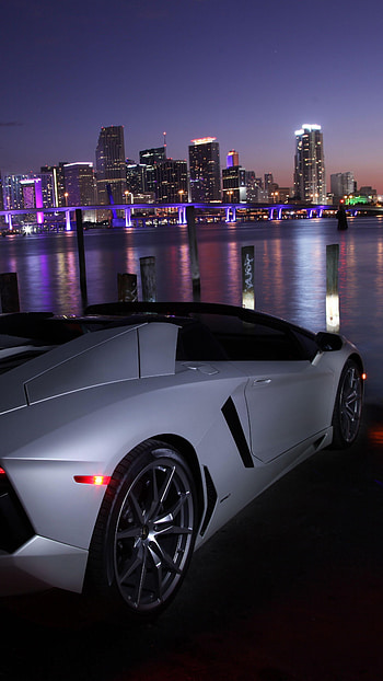 Lamborghini Car, Night City HD phone wallpaper