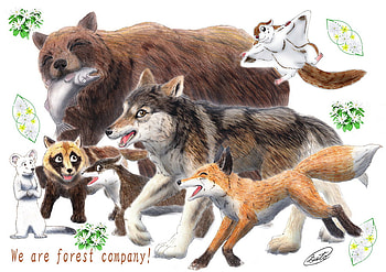 the forest animals, bears, others, wolves, animals, fish, foxes HD wallpaper