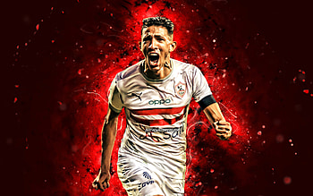 Ahmed Fatouh, , 2021, egyptian footballers, Zamalek FC, Fatouh, Egyptian Premier League, Ahmed Abou El Fotouh, soccer, football, red neon lights, Zamalek SC, Ahmed Fatouh Zamalek, Ahmed Fatouh HD wallpaper