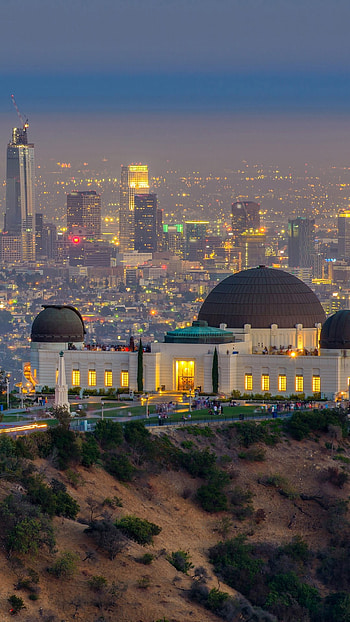 Griffith Observatory, Los Angeles City Skyline, Twilight HD phone wallpaper