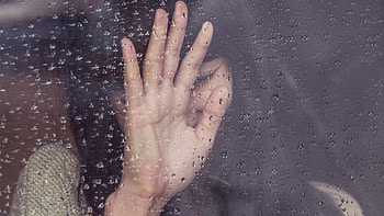: Girl Behind Window in a Rainy Day HD wallpaper