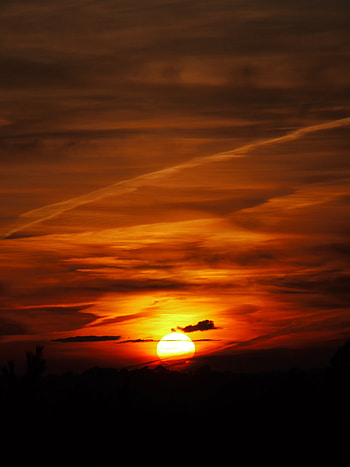 Nature, Sunset, Sun, Clouds, Dark HD phone wallpaper