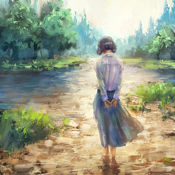 Art, Girl, Paints, Canvas, Dress, Back HD phone wallpaper