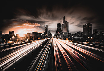City, night, traffic, lights, buildings HD wallpaper