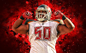 Vita Vea, , nose tackle, Tampa Bay Buccaneers, american football, NFL, red neon lights, Vita Vea Tampa Bay Buccaneers, Vita Vea HD wallpaper