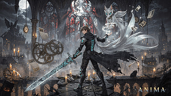 — Phantom Knight & Spirit Fox in Gothic Cathedral, Warrior, Sword, Spirit, Cathedral, Magic HD wallpaper