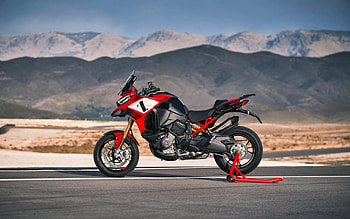 2022 Multistrada V4 Pikes Peak front view exterior new red V4 Pikes Peak, motocross bikes, Multistrada HD wallpaper