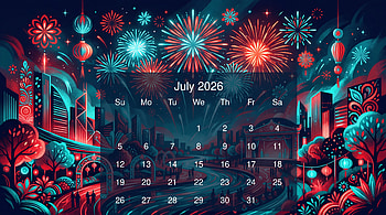 July 2026 Fireworks — Calendar, July 2026 Calendar HD wallpaper