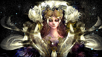 Girl With Yellow Eyes, digital, dress, art, woman HD wallpaper