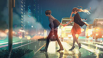 Anime Couple Passing Road, anime-couple, anime-boy, anime-girl, anime, artist, artwork, digital-art HD wallpaper