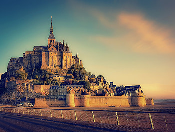Sunrise, Mont Saint Michel HD wallpaper