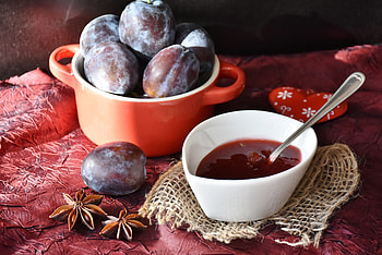Fruits, Food, Tablewares, Plum, Jam HD wallpaper