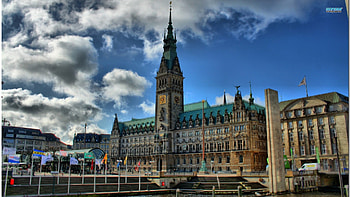 hamburg city hall r, city hall, sky, r, hamburg HD wallpaper