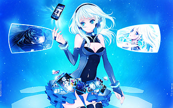 Girl in Space, blue, denpa onna, pretty, black rock, blue hair, girl HD wallpaper