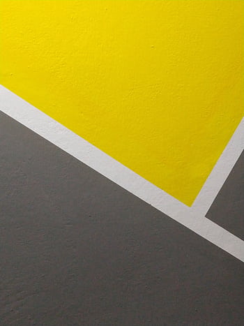 Minimalist geometric wall art with yellow, gray, and white shapes creating a modern abstract design. HD phone wallpaper