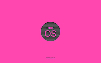 MacOS pink logo, , minimalist, pink background, mac, OS, macOS logo, macOS emblem HD wallpaper