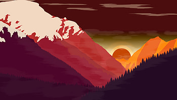 Landscape Scenery Digital Art, scenery, artist, artwork, digital-art, minimalism, minimalist, mountains, deviantart HD wallpaper
