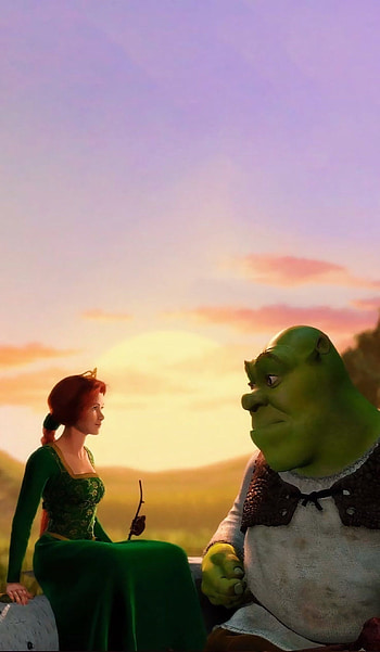 Shrek and Fiona, Animated pair, Love in motion, Film fairy tale HD phone wallpaper