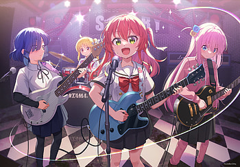Bocchi the Rock! – Hitori, Ikuyo, Nijika & Ryou in Action!, Hitori Gotou, Ikuyo Kita, Nijika Ijichi, Ryou Yamada, Anime, Bocchi the Rock! HD wallpaper