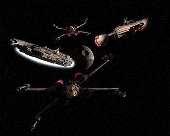 Death Star, Star Wars, Sci Fi, Millennium Falcon HD wallpaper