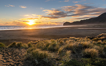 ocean coast, morning, sunrise, beach, coast, waves, sea, ocean, environment, beautiful sunrise HD wallpaper