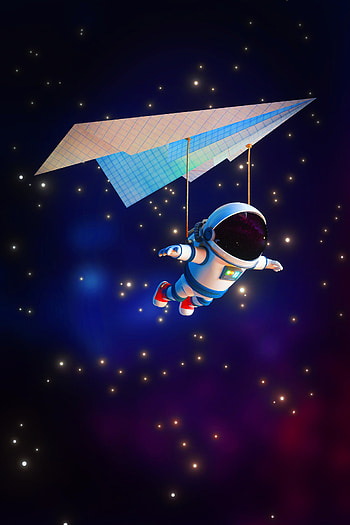 Art, Universe, Stars, Airplane, Paper, Cosmonaut HD phone wallpaper