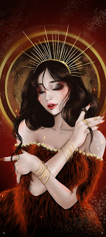 Evil Queen, eye, red, hair, Halloween, gril, crown HD phone wallpaper