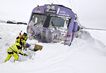 These trains haven't a cow catcher, other, train, men, snow HD wallpaper