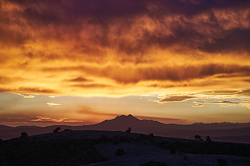 Nature, Sunset, Sky, Mountains, Bush, Vertex, Tops HD wallpaper