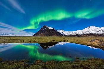 Aurora Borealis Light Mountain Nature Reflection, aurora, lake, nature, mountain, reflection HD wallpaper