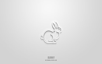 bunny 3d icon, white background, 3d symbols, bunny, animals icons, 3d icons, bunny sign, animals 3d icons HD wallpaper