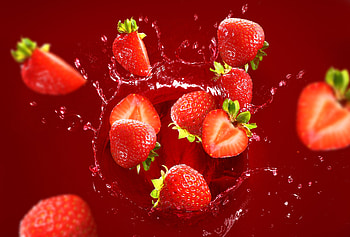 Strawberries, Strawberry, Water, Squirt, Berries HD wallpaper