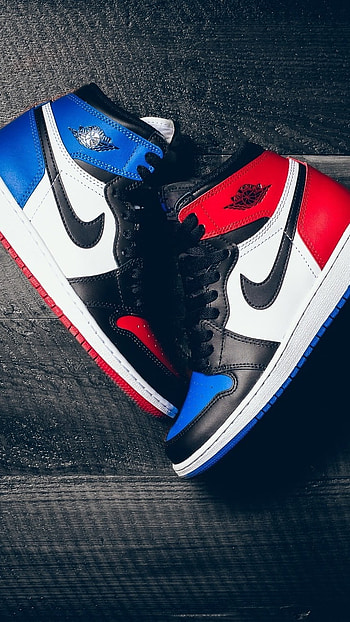 Jordan 1, Blue and Red, Shoes Theme HD phone wallpaper