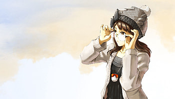 Anime, Girl, Cap, Glasses, Spectacles, Brunette HD wallpaper