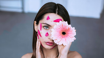 Girl With Flowers , girls, model, flowers HD wallpaper