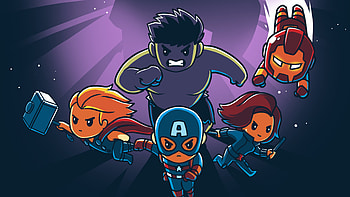 Little Avengers, avengers, iron-man, hulk, black-widow, captain-america, thor, superheroes, artwork, digital-art HD wallpaper