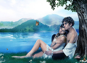 Women, Man, water, a man, woman, tree HD wallpaper