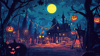 Spooky Halloween Party, halloween, Halloween Party, spooky, haunted house, pumpkin HD wallpaper
