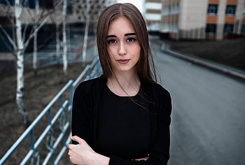 Beautiful, brown eyes, woman, model HD wallpaper
