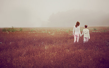 Girls, Grass, Miscellanea, Miscellaneous, Stroll, Mood HD wallpaper