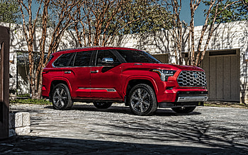 2023, Toyota Sequoia Capstone, , exterior, front view, red SUV, new red Toyota Sequoia, Japanese cars, Toyota HD wallpaper