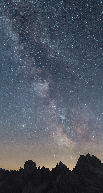Mountains, Stars, Night, Dark, Starry Sky HD phone wallpaper