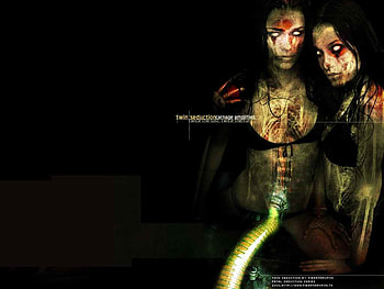 Twin Seduction, gothic, eyeless, twins, horror, goth, conected, women, carnage ampified HD wallpaper