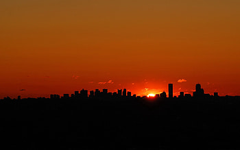 Sun, Dawn, City, Dark, Morning HD wallpaper
