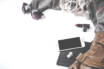 Stylish fashion flat lay with smart, sunglasses, and accessories. HD wallpaper