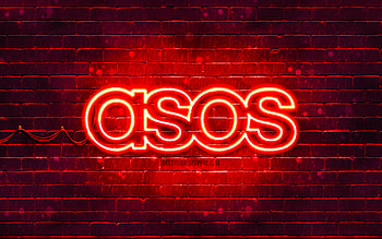 ASOS red logo, , red brickwall, ASOS logo, brands, ASOS neon logo, ASOS HD wallpaper