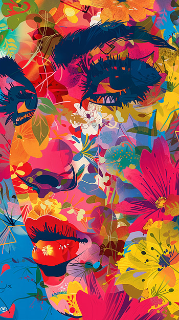 Floral Dreams: Artistic Woman Portrait for Your , artistic, woman, portrait, colorful, floral HD phone wallpaper